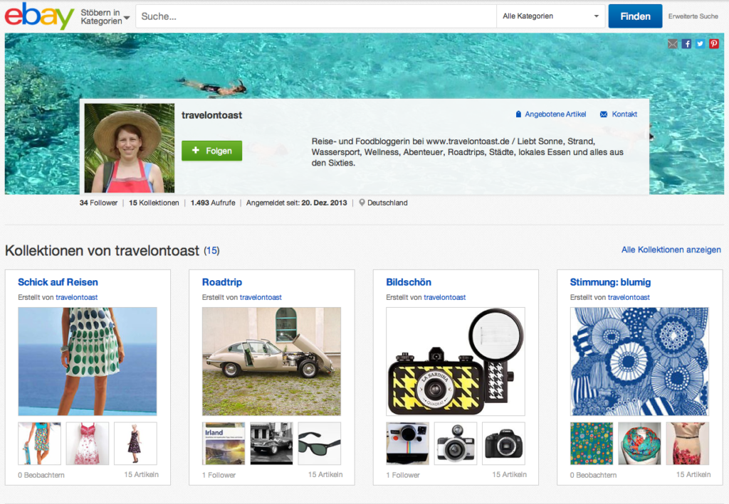 eBay-Profil Reisebloggerin Anja Beckmann
