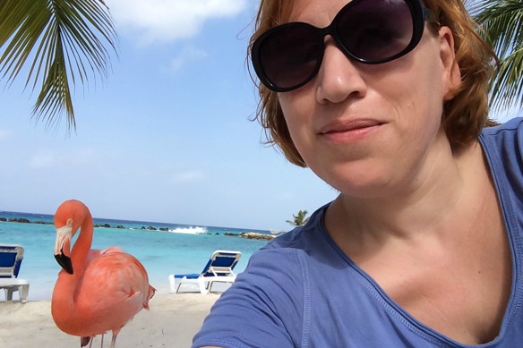 Selfie in der Karibik, am Aruba Flamingo Beach