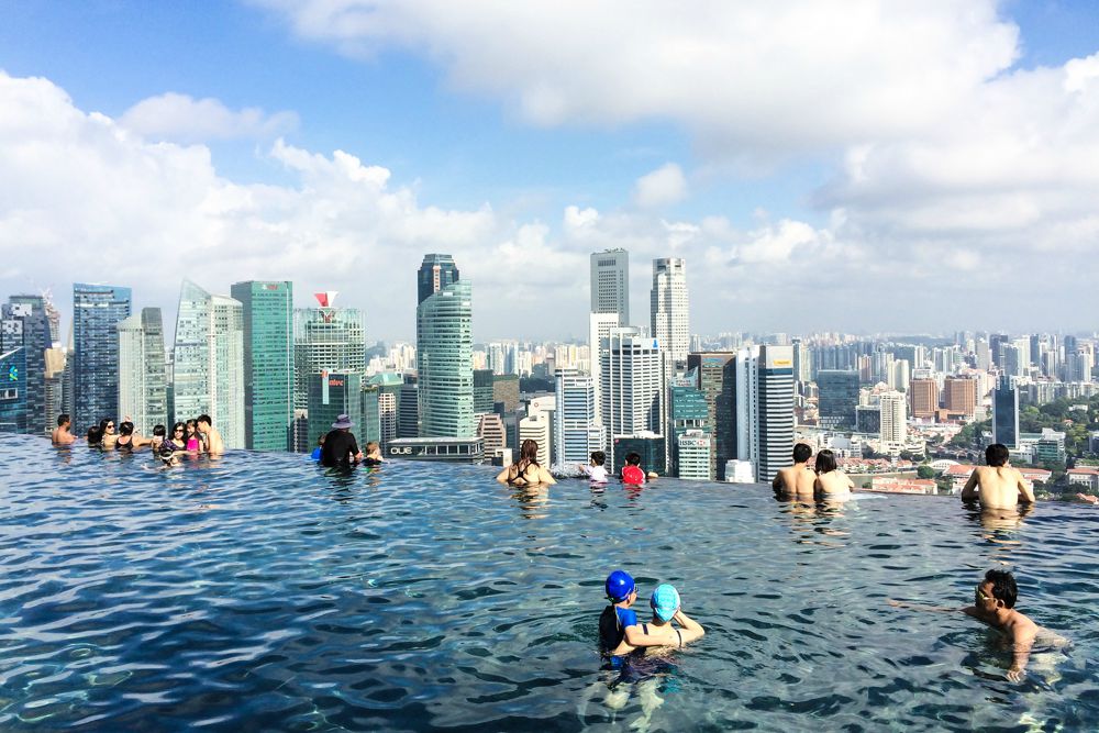 Marina Bay Sands Pool Infinity Pool Singapur Highlights Sehenswürdigkeiten