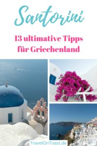 Santorini, Insel in Griechenland: Die 13 besten Reisetipps mit über 30 Fotos - samt Sehenswürdigkeiten wie den Kuppelkirchen "Three Blue Domes" und dem Sonnenuntergang, schönen Hotels und himmlischem Essen in Restaurants. #Santorini #Santorin #Kykladen #Griechenland #Oia #Fira