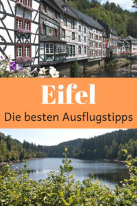 Die besten Eifel Ausflugstipps für Sehenswürdigkeiten wie die romantische Stadt Monschau mit ihren Fachwerkhäusern, Schloss Eicks, Burg Satzvey, Restaurant und Café. Und ich verrate euch ein regionales Gericht, das meine Oma immer zubereitet hat: Zwetschgen Pfannkuchen. #NRW #Rheinland #Eifel #Monschau #Ausflug #Wochenendreise #Kurzreise