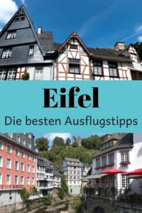 Die besten Eifel Ausflugstipps für Sehenswürdigkeiten wie die romantische Stadt Monschau mit ihren Fachwerkhäusern, Schloss Eicks, Burg Satzvey, Restaurant und Café. Und ich verrate euch ein regionales Gericht, das meine Oma immer zubereitet hat: Zwetschgen Pfannkuchen. #NRW #Rheinland #Eifel #Monschau #Ausflug #Wochenendreise #Kurzreise