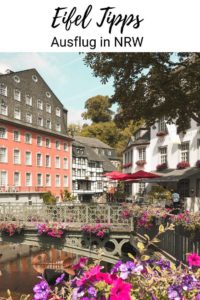 Die besten Eifel Ausflugstipps für Sehenswürdigkeiten wie die romantische Stadt Monschau mit ihren Fachwerkhäusern, Schloss Eicks, Burg Satzvey, Restaurant und Café. Und ich verrate euch ein regionales Gericht, das meine Oma immer zubereitet hat: Zwetschgen Pfannkuchen.